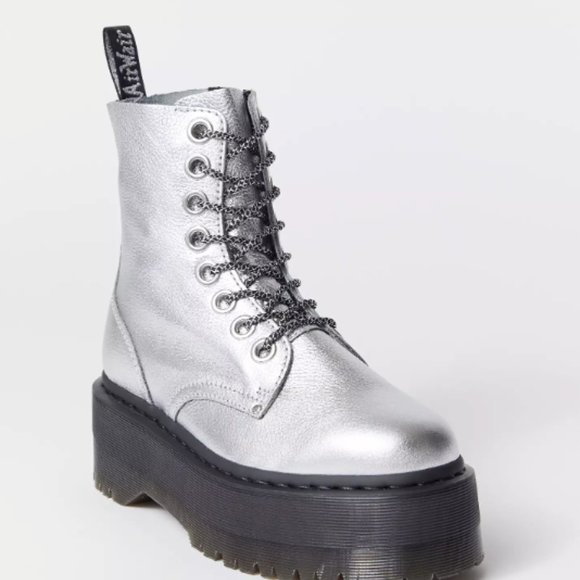 Silver Platform Lace-Up Boots - Picture 6 of 15